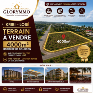 Terrain commercial exclusif à vendre à Kribi – 4 000 m² en bordure de route vers le Port de Kribi